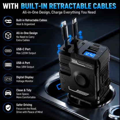 Apex Auto™ Pro Retractable Car Charger - No Clutter, Just Charge