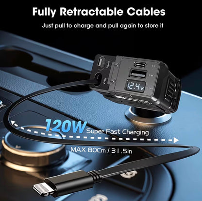 Apex Auto™ Pro Retractable Car Charger - No Clutter, Just Charge